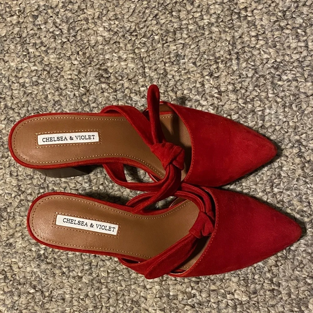 Chelsea & Violet Red Suede Mules - Picture 2 of 5